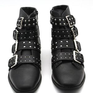 BOOHOO STUDDED STRAP ANKLE BOOTS WOMEN'S SIZE 8 USA